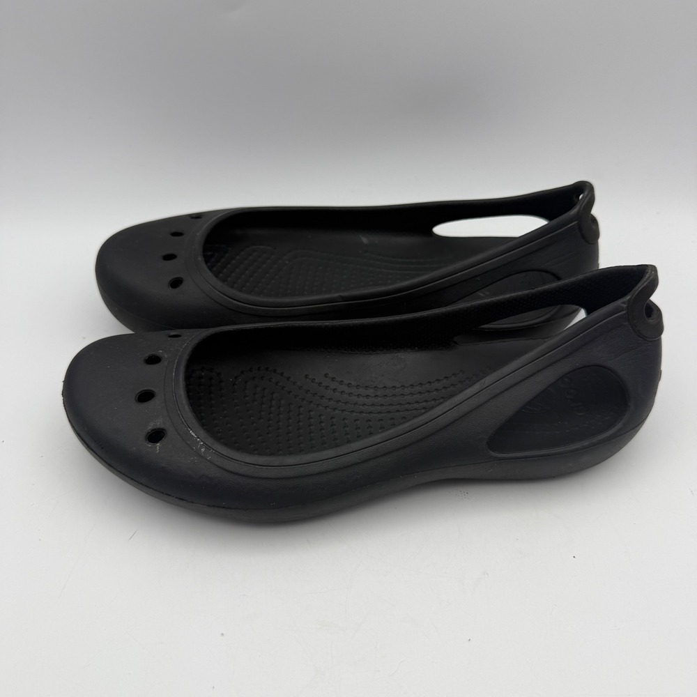 Crocs Kadee Flats Womens 8 Black Slip On Comfort Ballet Shoes Casual